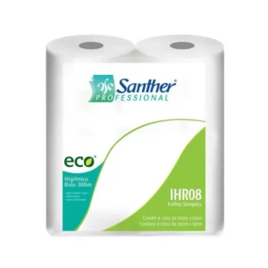 PAPEL HIGIENICO INSTITUCIONAL FOLHA SIMPLES SANTHER IHR08 8X300M - 1XUN